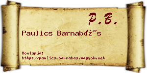 Paulics Barnabás névjegykártya